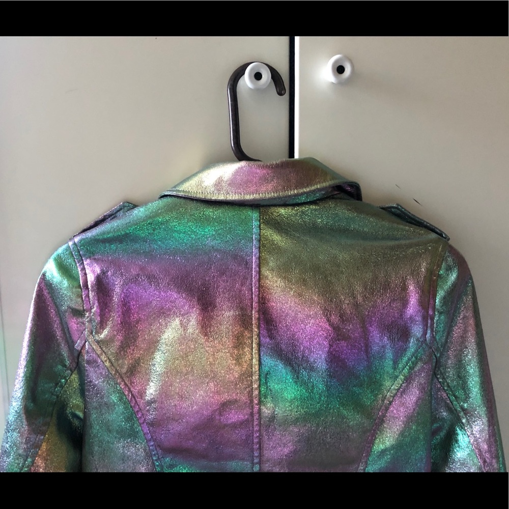 Holographic Iridescent Hologram Moto Jacket S EUC - Picture 9 of 10